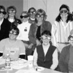 Members of the Rural Early Intervention Specialists: Low Incidence Disability project wearing "low vision" goggles – 1999