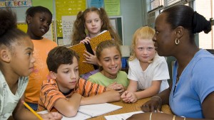 Elementary students with teacher.