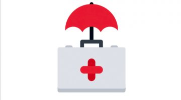 Depiction of healthcare covered by an umbrella.