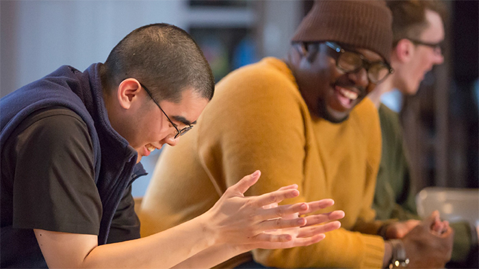 Two people laughling.