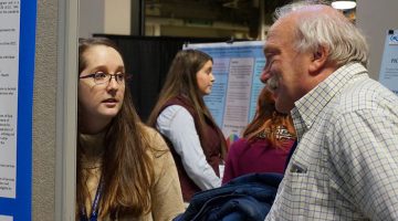 Holly Hegarty with Alan Kurtz at the 2018 University of Maine Student Symposium: Research and Creative Activity.