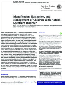 Identification, Evaluation, and Management of Children With Autism report cover.
