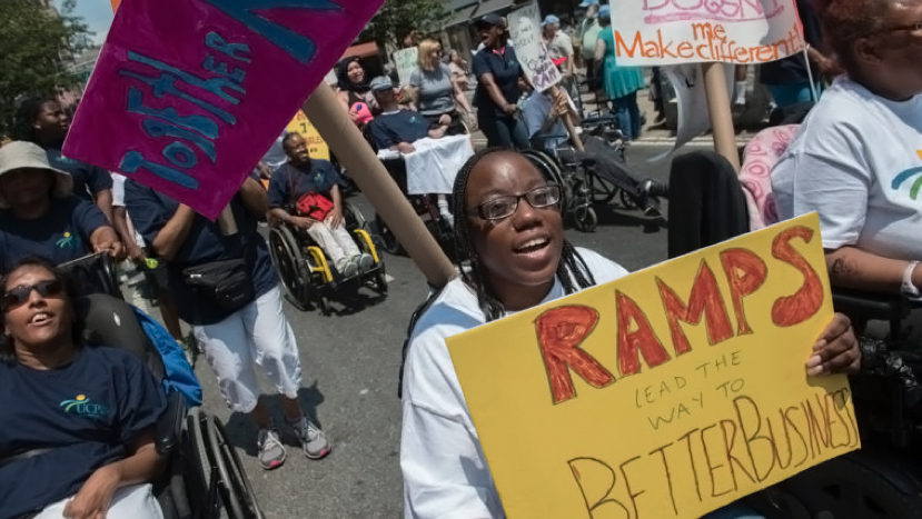 People demonstrating for the ADA.