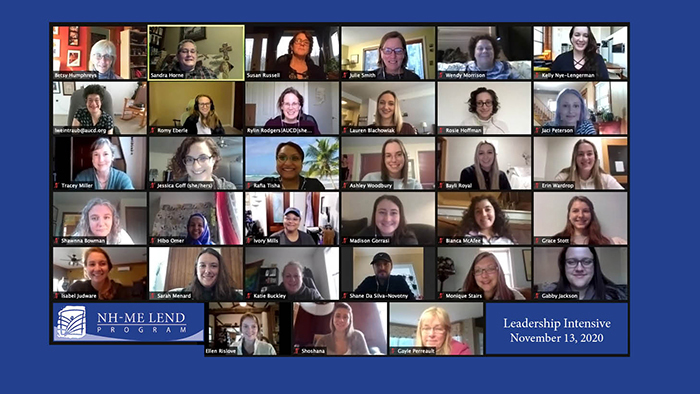 A screenshsot of the participants of the ME LEND Leadership intensive webinar held over Zoom.