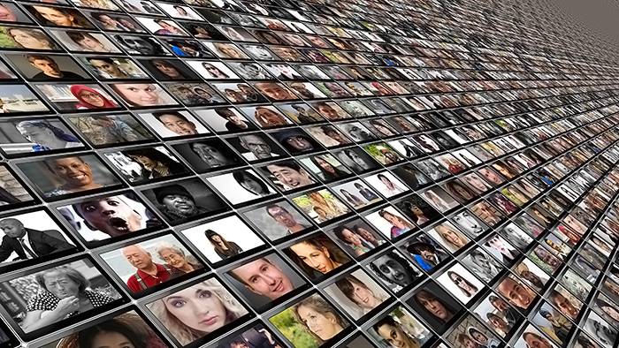 A wall of screen shots of hundreds of random people.