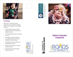 Page one of the Maine Inclusion Credential brochure.