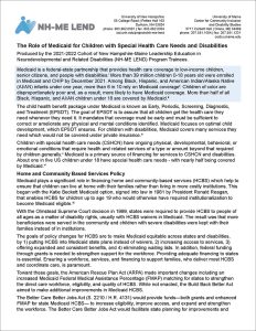 Download The Role of Medicaid for Children with Special Health Care Needs and Disabilities Policy Brief here.